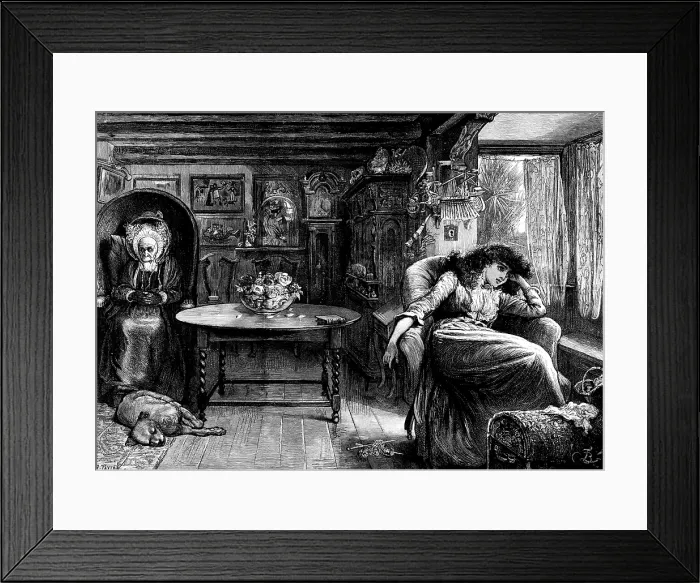 Framed Print : She sat leaning back in a low chair, her face turned towards the window, 1890. Creator: R. Taylor Framed Print : She sat leaning back in a low chair, her face turned towards the window, 1890. Creator: R. Taylor