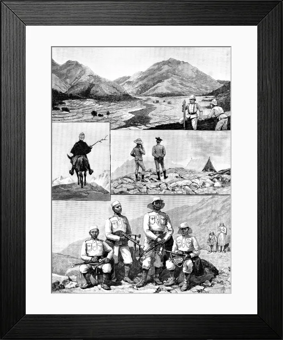 Framed Print : With the Niti Field Force: sketches on the road to the Thibet Frontier, 1890. Creator: R. Taylor Framed Print : With the Niti Field Force: sketches on the road to the Thibet Frontier, 1890. Creator: R. Taylor