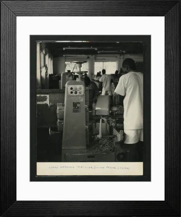 Framed Print : Wood Working Machine, Lower Prison, Luzira, Kampala, Uganda, c1950s. Creator: Unknown Framed Print : Wood Working Machine, Lower Prison, Luzira, Kampala, Uganda, c1950s. Creator: Unknown