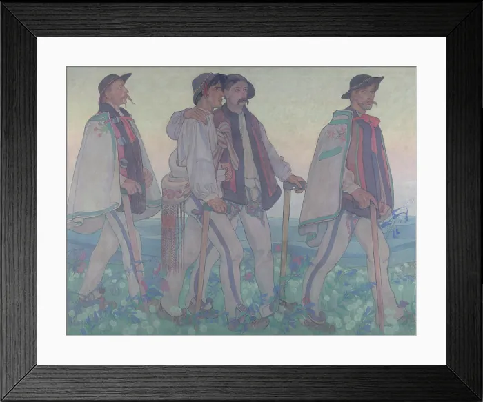 Framed Print : Procession of the Highlanders - central part of the Dawn triptych - decorative panneau... 1909 Framed Print : Procession of the Highlanders - central part of the Dawn triptych - decorative panneau... 1909