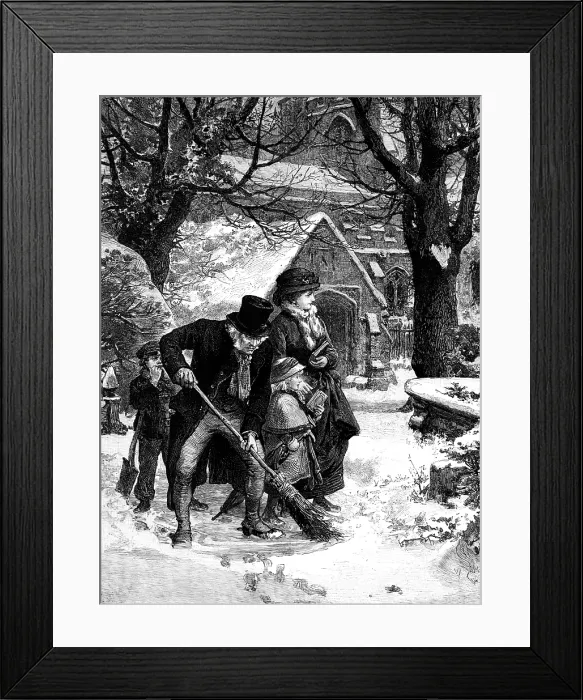 Framed Print : The Path to Church, drawn by A. Hunt, 1883. Creator: Eugene Froment
