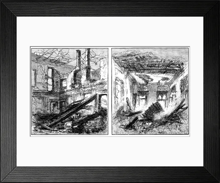 Framed Print : Royal Palace of Laeken, Brussels, destroyed by fire: Dining-Room and the King's private room, 1890. Creators: Unknown, P Naumann Framed Print : Royal Palace of Laeken, Brussels, destroyed by fire: Dining-Room and the King's private room, 1890. Creators: Unknown, P Naumann
