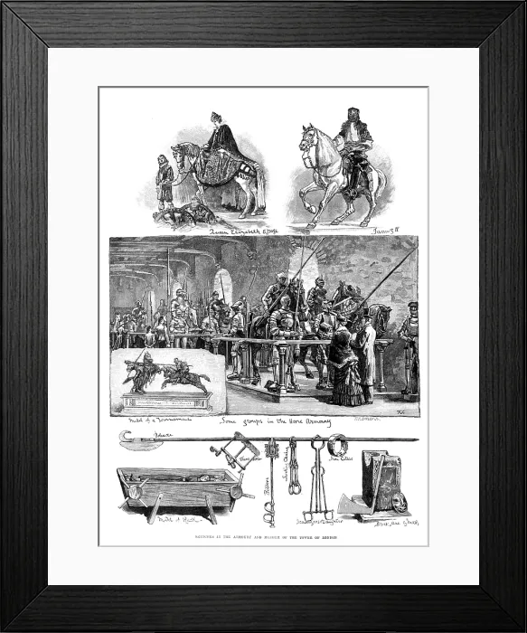 Framed Print : Sketches in the Armoury and Museum of the Tower of London, 1883. Creator: T. S. Bayley Framed Print : Sketches in the Armoury and Museum of the Tower of London, 1883. Creator: T. S. Bayley