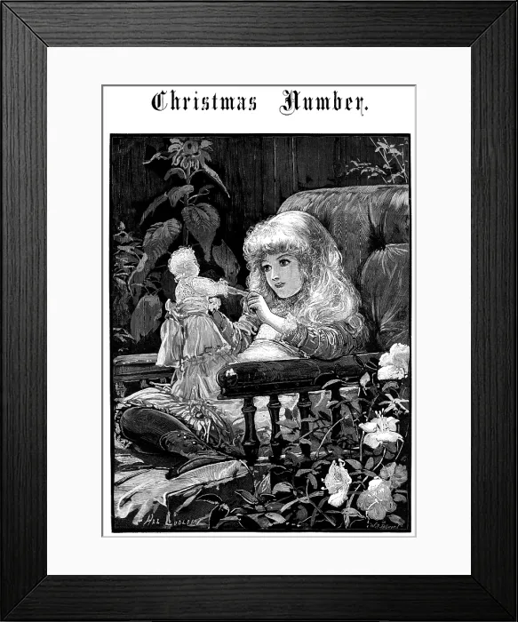 Framed Print : Dolly, Isn't Christmas Jolly?, drawn by Hal Ludlow, 1883. Creator: William James Palmer. Dolly, Isn't Christmas Jolly?, drawn by Hal Ludlow, 1883