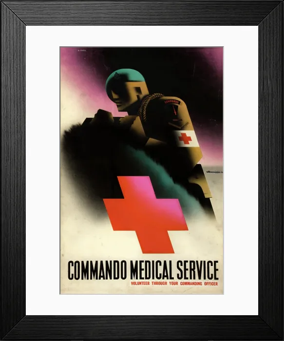 Framed Print : Commando Medical Service, World War II poster, c1939-c1945. Creator: Abram Games. Commando Medical Service, World War II poster, c1939-c1945. Creator: Abram Games Framed Print : Commando Medical Service, World War II poster, c1939-c1945. Creator: Abram Games. Commando Medical Service, World War II poster, c1939-c1945. Creator: Abram Games