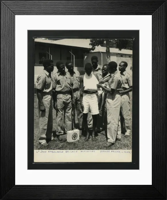Framed Print : St John Ambulance Brigade Activities (Lower Prison, Luzira, Kampala, Uganda, c1950s. Creator: Unknown) Framed Print : St John Ambulance Brigade Activities (Lower Prison, Luzira, Kampala, Uganda, c1950s. Creator: Unknown)