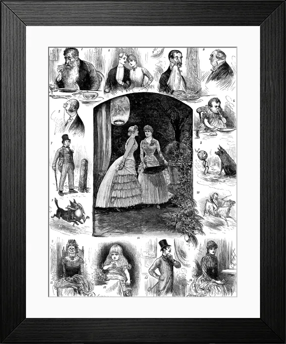 Framed Print : Notes at a Christmas Dinner, by our Dyspeptic Artist, 1883. Creator: Unknown Framed Print : Notes at a Christmas Dinner, by our Dyspeptic Artist, 1883. Creator: Unknown