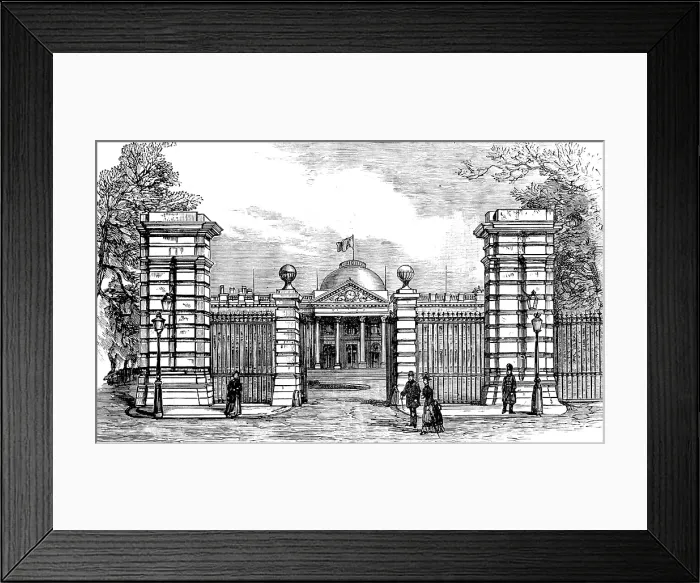 Framed Print : The Royal Palace of Laeken, Brussels, destroyed by fire: entrance to the Palace, 1890. Creator: Unknown Framed Print : The Royal Palace of Laeken, Brussels, destroyed by fire: entrance to the Palace, 1890. Creator: Unknown