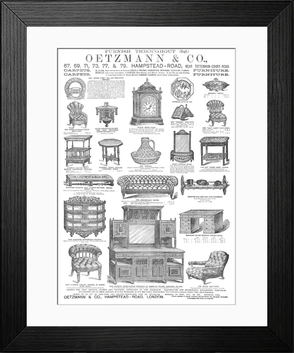Framed Print : Oetzmann & Co, Furniture, 1883. Creator: Unknown Framed Print : Oetzmann & Co, Furniture, 1883. Creator: Unknown