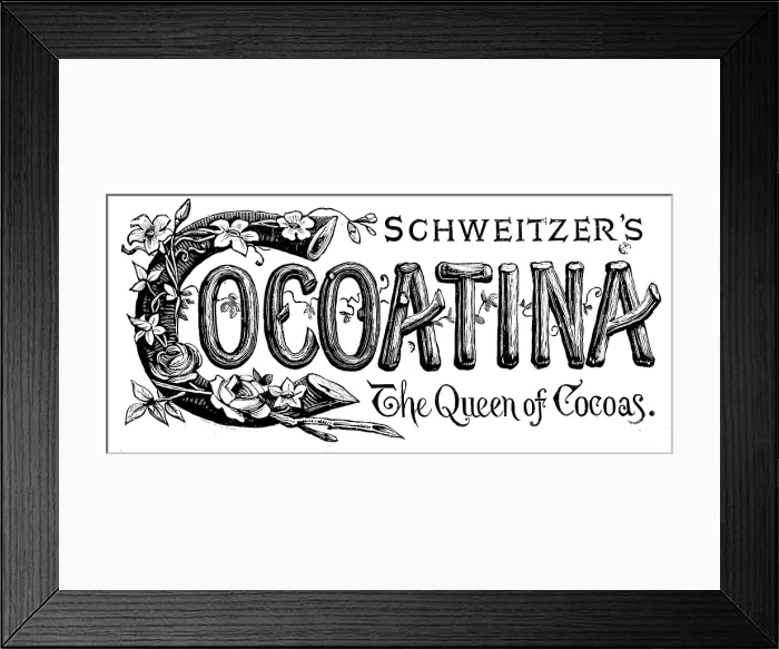 Framed Print : Advertisement for Schweitzer's Cocoatina, 1890. Creator: Unknown Framed Print : Advertisement for Schweitzer's Cocoatina, 1890. Creator: Unknown