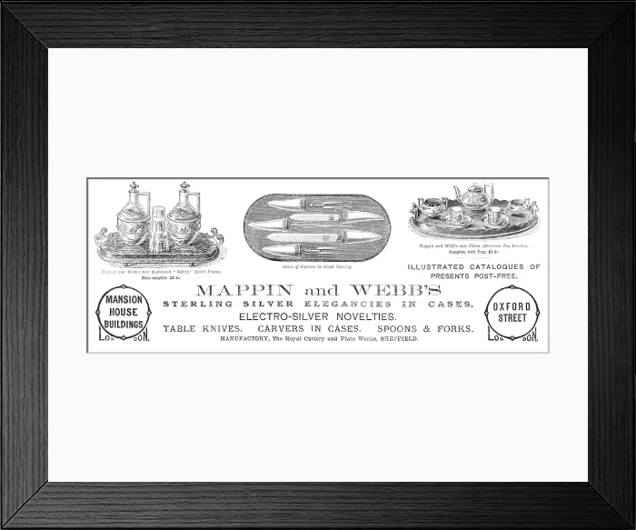 Framed Print : Advertisement for Mappin and Webb, 1883. Creator: Unknown Framed Print : Advertisement for Mappin and Webb, 1883. Creator: Unknown