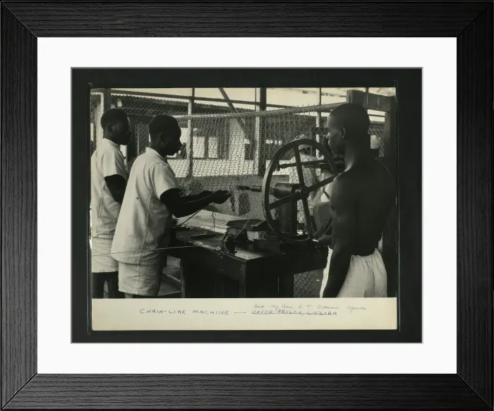 Framed Print : Chain Link Machine Upper Prison, Luzira, Kampala, Uganda, c1950s. Creator: Unknown Framed Print : Chain Link Machine Upper Prison, Luzira, Kampala, Uganda, c1950s. Creator: Unknown