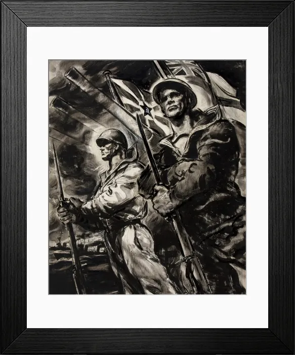 Framed Print : British sailor and Russian sailor, with bayonetted rifles, between 1939 and 1946. Creators: Central Office of Information, Unknown Framed Print : British sailor and Russian sailor, with bayonetted rifles, between 1939 and 1946. Creators: Central Office of Information, Unknown