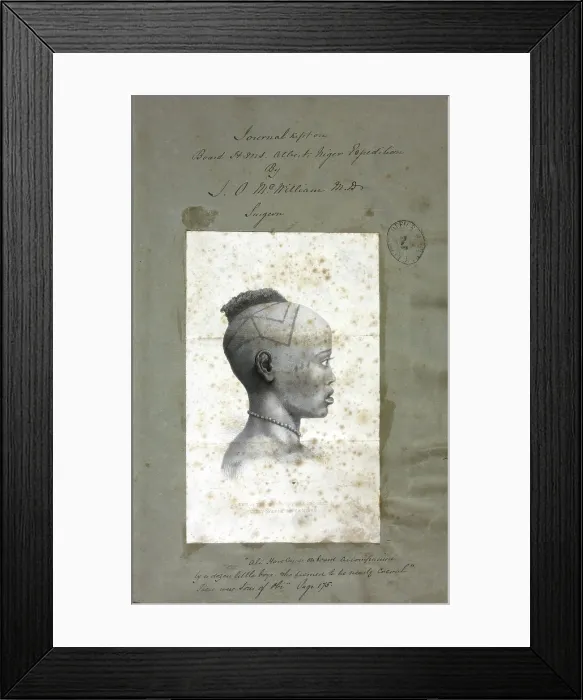 Framed Print : 'One of the sons of Onnese Obi Osai chief of Aboh, River Niger', drawn by John Duncan, 1840-42. Creator: John Duncan Framed Print : 'One of the sons of Onnese Obi Osai chief of Aboh, River Niger', drawn by John Duncan, 1840-42. Creator: John Duncan