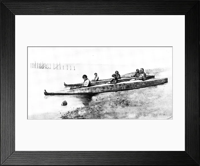 Framed Print : Lord Lonsdale's travels in the Arctic regions of North America: a Bidarka voyage, Alaska... 1890. Creator: Unknown Framed Print : Lord Lonsdale's travels in the Arctic regions of North America: a Bidarka voyage, Alaska... 1890. Creator: Unknown