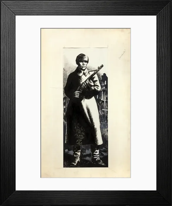 Framed Print : Russian infantryman, standing amidst ruins of town, between 1939 and 1946. Creators: Central Office of Information, Unknown Framed Print : Russian infantryman, standing amidst ruins of town, between 1939 and 1946. Creators: Central Office of Information, Unknown