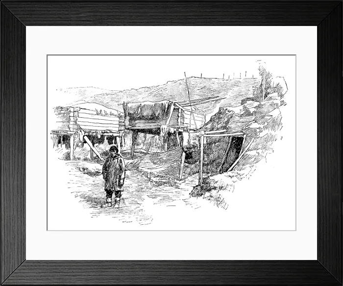 Framed Print : Esquimaux storehouses, Packwell Village, Alaska, 1890. Creator: Unknown Framed Print : Esquimaux storehouses, Packwell Village, Alaska, 1890. Creator: Unknown