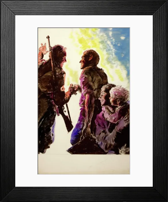 Framed Print : Man, with woman and baby, greeting soldier, between 1939 and 1946. Creators: Unknown, Central Office of Information Framed Print : Man, with woman and baby, greeting soldier, between 1939 and 1946. Creators: Unknown, Central Office of Information