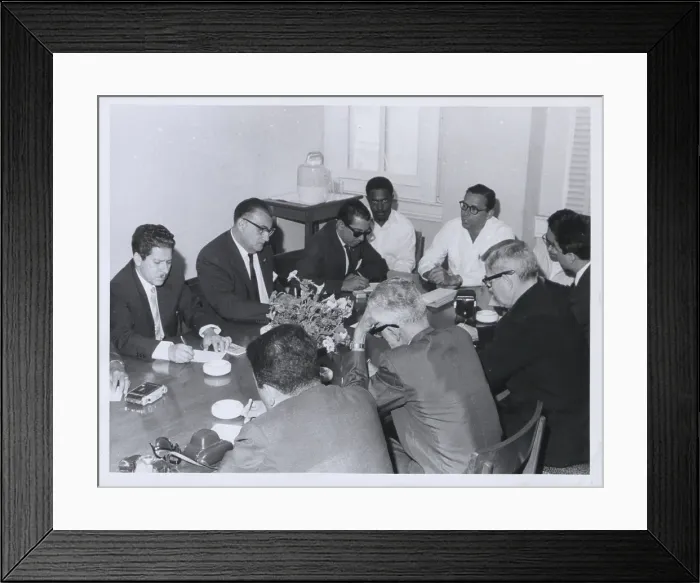 Framed Print : Press conference held by George Price, British Honduras elections, 1 March 1965. Creator: Unknown Framed Print : Press conference held by George Price, British Honduras elections, 1 March 1965. Creator: Unknown