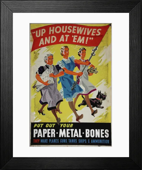 Framed Print : 'Up Housewives and at Em!', British poster, World War II, c1939-c1945 Framed Print : 'Up Housewives and at Em!', British poster, World War II, c1939-c1945