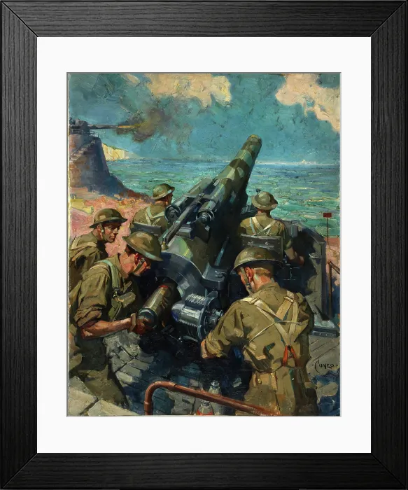 Framed Print : Coastal battery scene, World War II, c1939-c1945. Creator: Terence Tenison Cuneo Framed Print : Coastal battery scene, World War II, c1939-c1945. Creator: Terence Tenison Cuneo