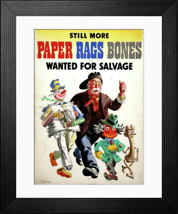 Framed Print : Still More Paper, Rags And Bones Wanted for Salvage, World War II poster, c1939-c1945