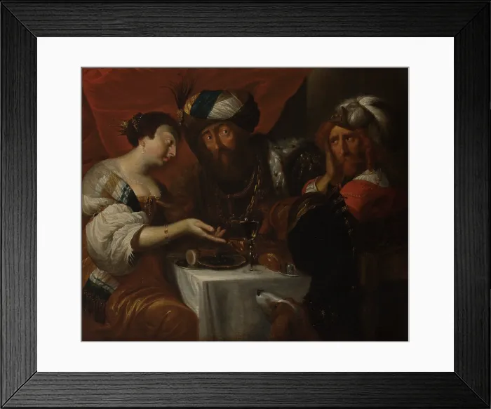 Framed Print : Feast of Esther, 1653. Creator: Hendrik Herregouts Framed Print : Feast of Esther, 1653. Creator: Hendrik Herregouts