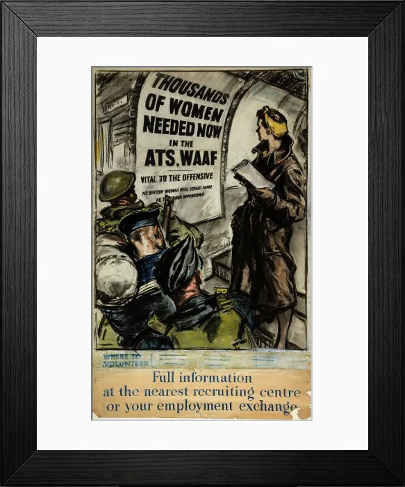 Framed Print : Forces Recruitment - ATS and WAAF, World War II poster, c1939-c1945. Creator: Unknown. Forces Recruitment - ATS and WAAF, World War II poster, c1939-c1945 Framed Print : Forces Recruitment - ATS and WAAF, World War II poster, c1939-c1945. Creator: Unknown. Forces Recruitment - ATS and WAAF, World War II poster, c1939-c1945