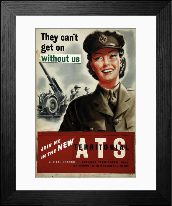 Framed Print : Forces Recruitment - Join Me In The New ATS, World War II poster, c1939-c1945 Framed Print : Forces Recruitment - Join Me In The New ATS, World War II poster, c1939-c1945