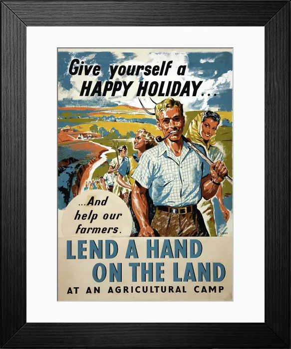Framed Print : Give Yourself A Happy Holiday Lend A Hand On The Land poster, WWII. Creator: Mary Le Bon Framed Print : Give Yourself A Happy Holiday Lend A Hand On The Land poster, WWII. Creator: Mary Le Bon