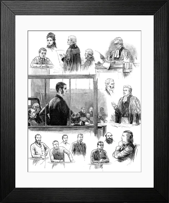 Framed Print : The Trial of Patrick O'Donnell at the Old Bailey for the murder of James Carey, 1883 Framed Print : The Trial of Patrick O'Donnell at the Old Bailey for the murder of James Carey, 1883