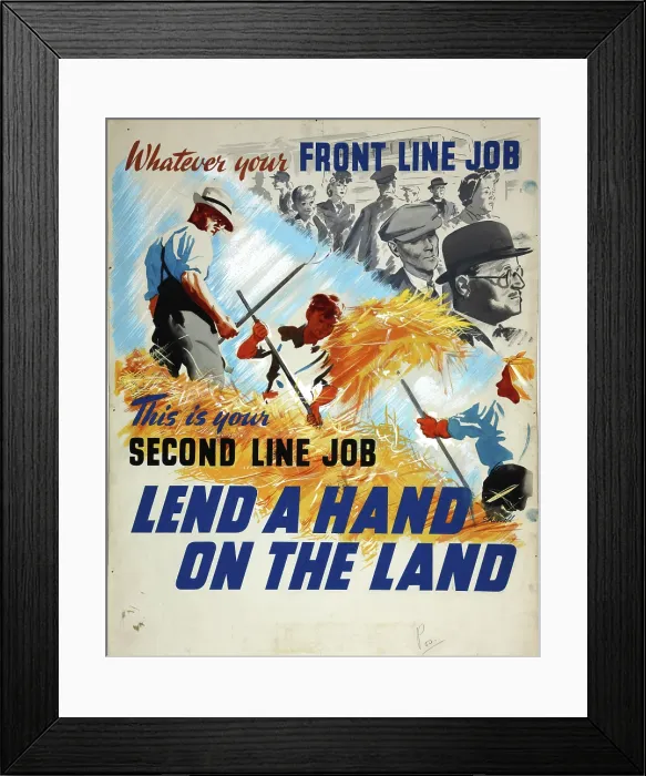 Framed Print : Lend A Hand On The Land - This Is Your Second Line Job, World War II poster, c1939-c1945 Framed Print : Lend A Hand On The Land - This Is Your Second Line Job, World War II poster, c1939-c1945