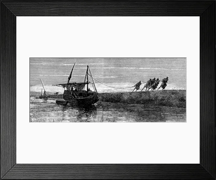Framed Print : Sketches of Upper Egypt: towing on the Nile, 1883. Creator: Unknown Framed Print : Sketches of Upper Egypt: towing on the Nile, 1883. Creator: Unknown