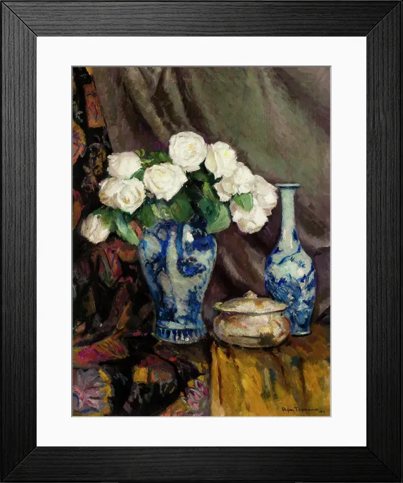 Framed Print : White Roses, 1919. Creator: Stephan Filipkiewicz Framed Print : White Roses, 1919. Creator: Stephan Filipkiewicz