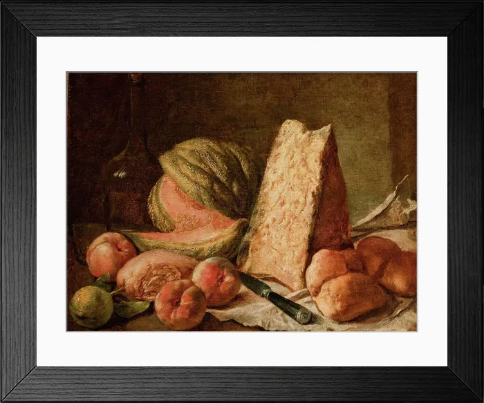 Framed Print : Still Life with Fruit and Cheese, 2nd half of 18th century. Creator: Giacomo Ceruti Framed Print : Still Life with Fruit and Cheese, 2nd half of 18th century. Creator: Giacomo Ceruti