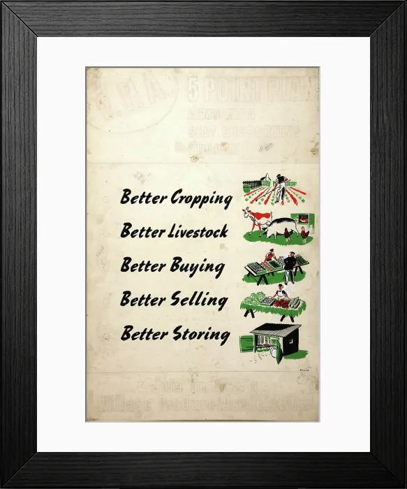 Framed Print : V.P.A. 5 Point Plan aims at a self-supporting village... WWII poster, between 1939 and 1946. Creators: Central Office of Information, Xenia. V.P.A
