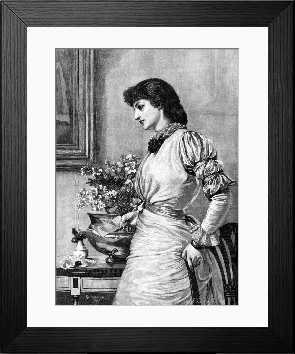 Framed Print : 'Doubts', from the picture by E. F. Brewtnall, 1883. Creator: William Biscombe Gardner Framed Print : 'Doubts', from the picture by E. F. Brewtnall, 1883. Creator: William Biscombe Gardner