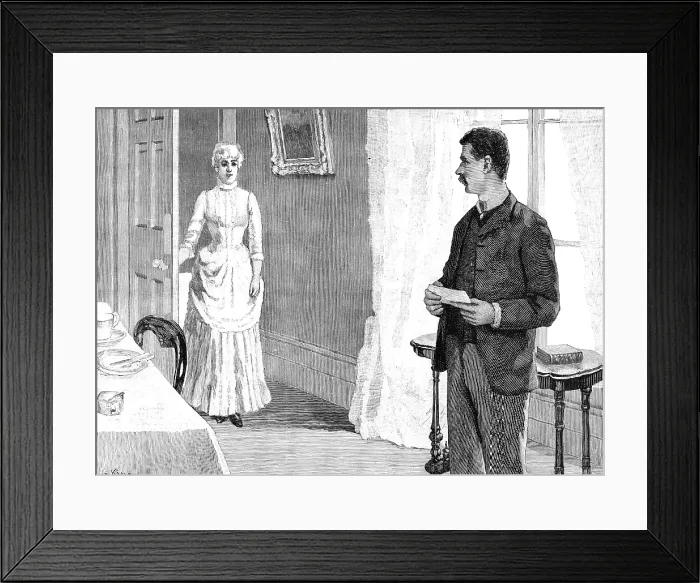 Framed Print : He had a telegram in his hand which he had just received and which he was...twisting nervously, 1883 Creator: R. Taylor Framed Print : He had a telegram in his hand which he had just received and which he was...twisting nervously, 1883 Creator: R. Taylor