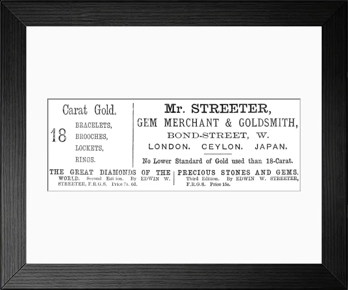 Framed Print : Mr. Streeter, Gem Merchant & Goldsmith, 1883. Creator: Unknown Framed Print : Mr. Streeter, Gem Merchant & Goldsmith, 1883. Creator: Unknown