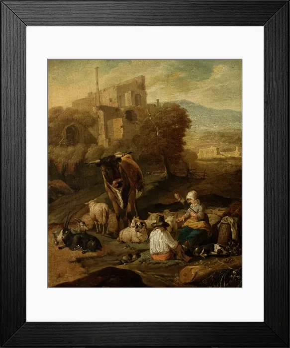 Framed Print : Pastoral Scene Against Ruins, 2nd half of 17th century. Creator: Johann Heinrich Roos Framed Print : Pastoral Scene Against Ruins, 2nd half of 17th century. Creator: Johann Heinrich Roos