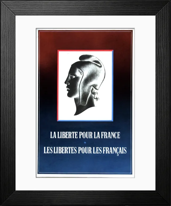 Framed Print : Freedom for France - freedom for the French, World War II poster, 1940. Creator: Unknown. Freedom for France - freedom for the French, World War II poster, 1940 Framed Print : Freedom for France - freedom for the French, World War II poster, 1940. Creator: Unknown. Freedom for France - freedom for the French, World War II poster, 1940