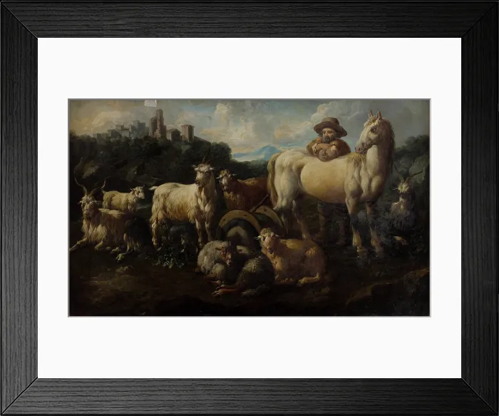 Framed Print : Shepherd with Animals, between 1725-1730. Creator: Jacob Roos Framed Print : Shepherd with Animals, between 1725-1730. Creator: Jacob Roos