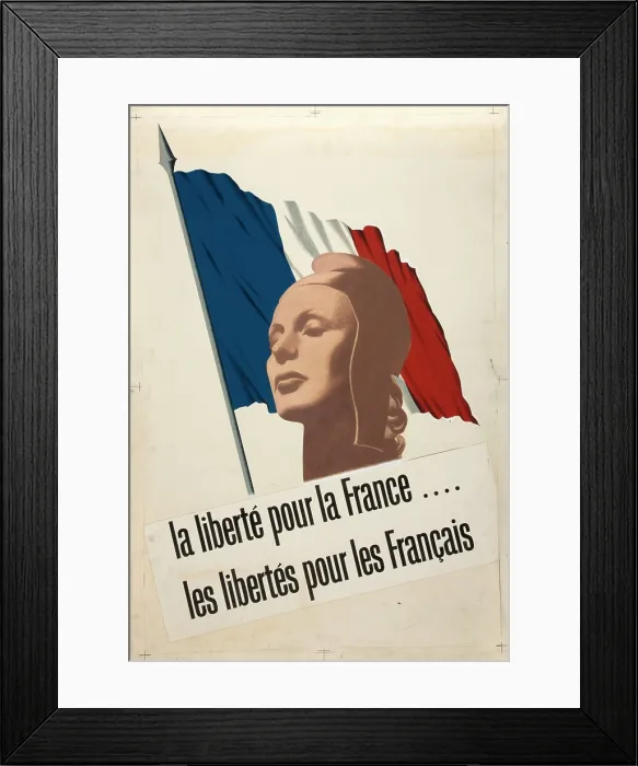 Framed Print : Freedom for France - freedom for the French, World War II poster, 1940. Creator: Unknown. Freedom for France - freedom for the French, World War II poster, 1940 Framed Print : Freedom for France - freedom for the French, World War II poster, 1940. Creator: Unknown. Freedom for France - freedom for the French, World War II poster, 1940