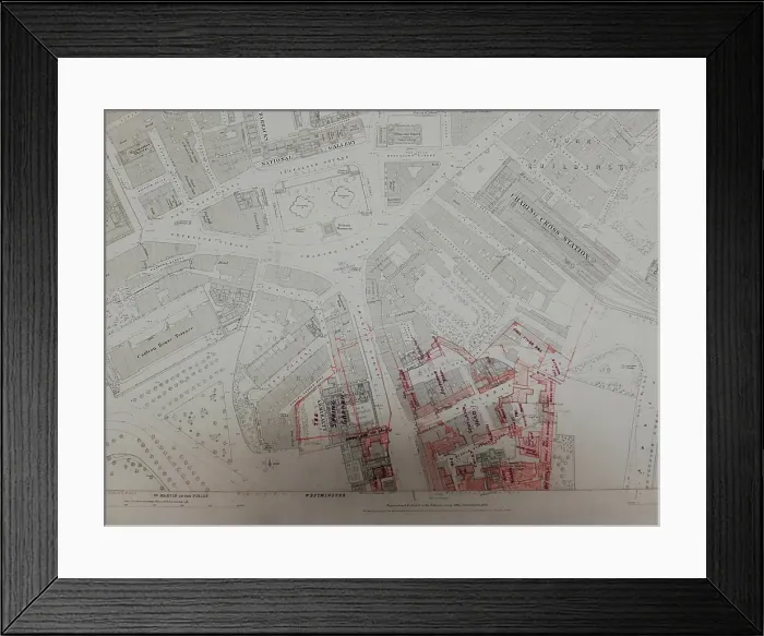 Framed Print : Plan of buildings in Whitehall, Westminster, London, 1874. Creator: Tom Higgs Framed Print : Plan of buildings in Whitehall, Westminster, London, 1874. Creator: Tom Higgs