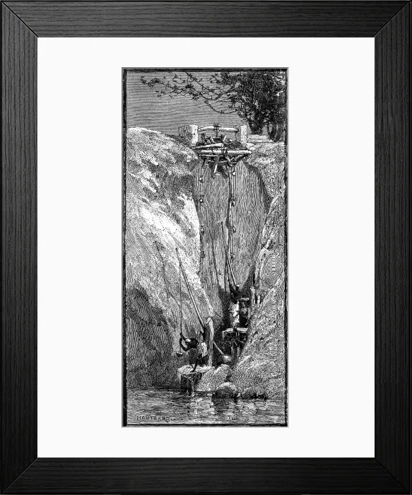 Framed Print : Sketches of Upper Egypt: Sakieh and Shadouf - irrigating machines, 1883. Creator: Unknown Framed Print : Sketches of Upper Egypt: Sakieh and Shadouf - irrigating machines, 1883. Creator: Unknown