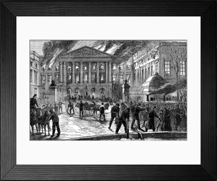 Framed Print : Burning of the House of Representatives at Brussels, 1883. Creator: Unknown Framed Print : Burning of the House of Representatives at Brussels, 1883. Creator: Unknown