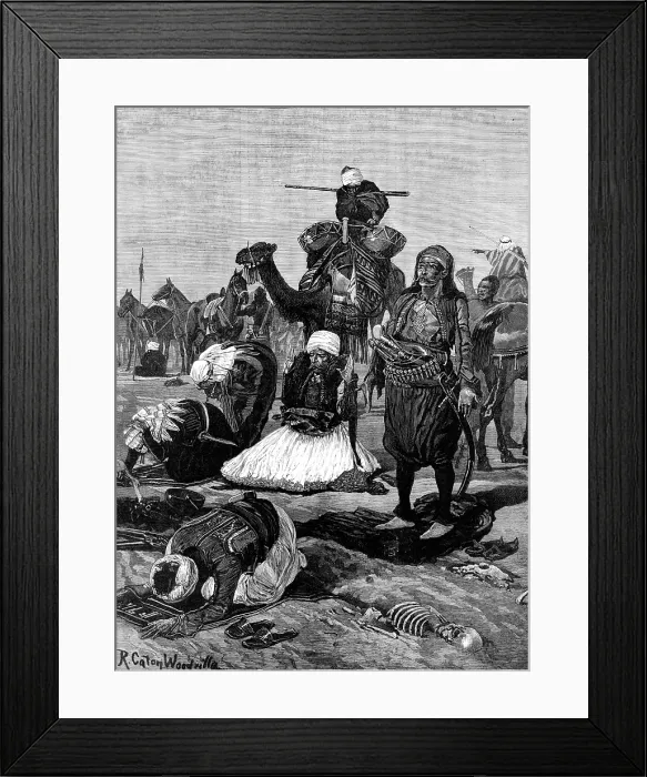 Framed Print : Bashi-Bazouks on the march: a halt for prayer, 1883. Creator: Unknown Framed Print : Bashi-Bazouks on the march: a halt for prayer, 1883. Creator: Unknown