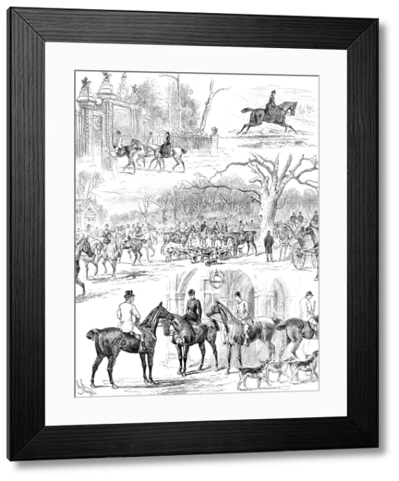 Framed Print : Lawn Meet of the West Norfolk Hounds at Sandringham, 1883. Creator: John Sturgess Framed Print : Lawn Meet of the West Norfolk Hounds at Sandringham, 1883. Creator: John Sturgess