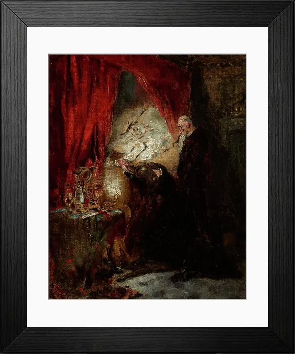 Framed Print : At the Deathbed, 1876. Creator: Maurycy Gottlieb Framed Print : At the Deathbed, 1876. Creator: Maurycy Gottlieb