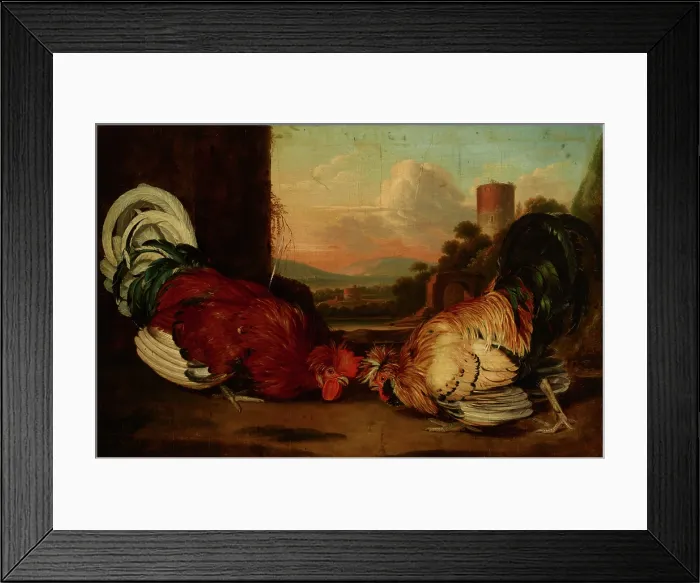 Framed Print : Fight of Cocks, 1st half of 19th century. Creator: August Friedrich Framed Print : Fight of Cocks, 1st half of 19th century. Creator: August Friedrich